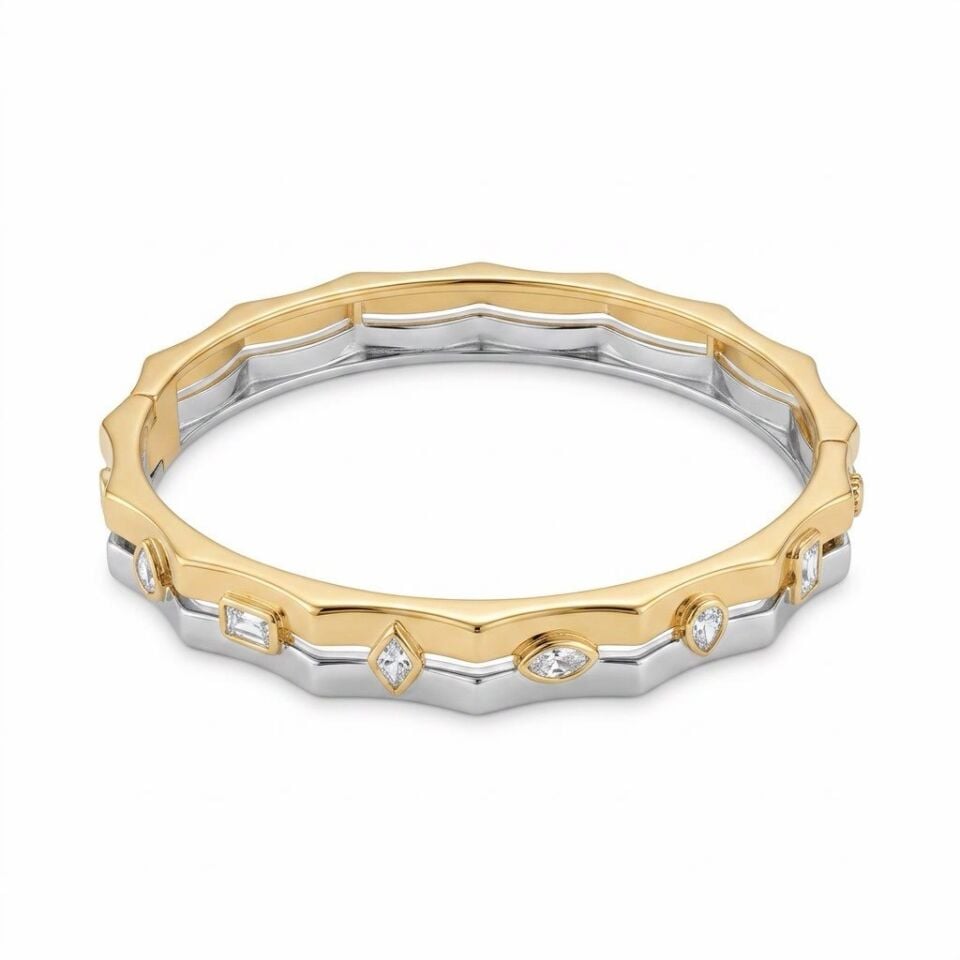 Silver Gold Taşlı Bileklik