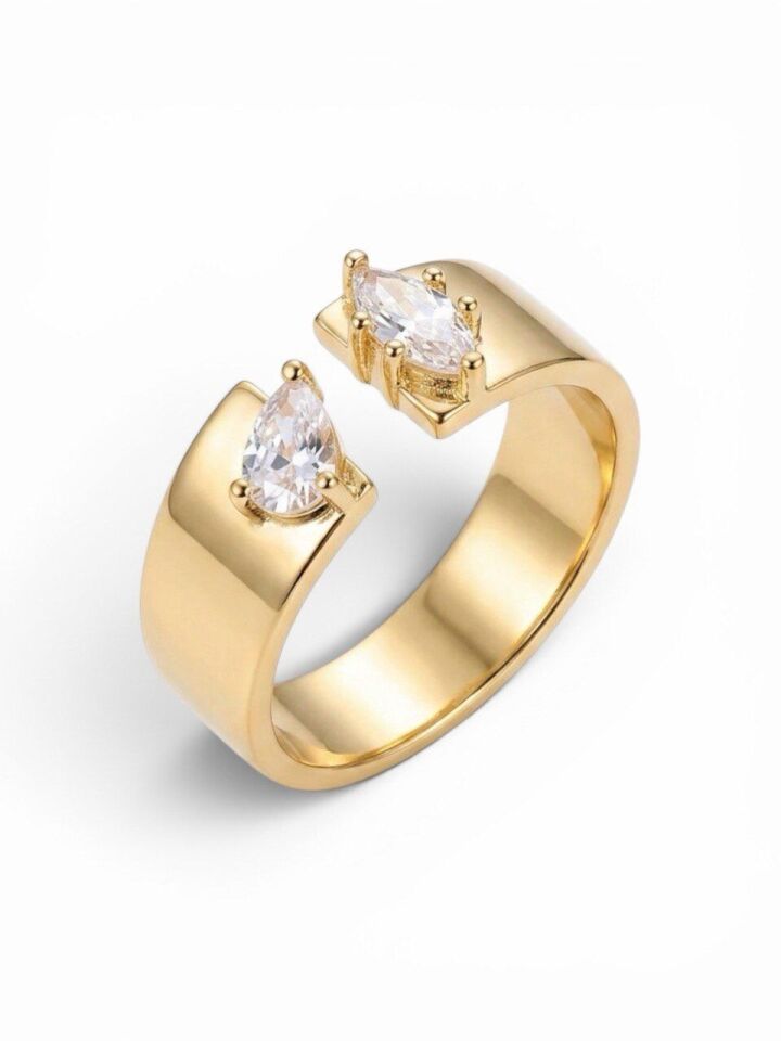 Kesme Taşlı Gold Yüzük