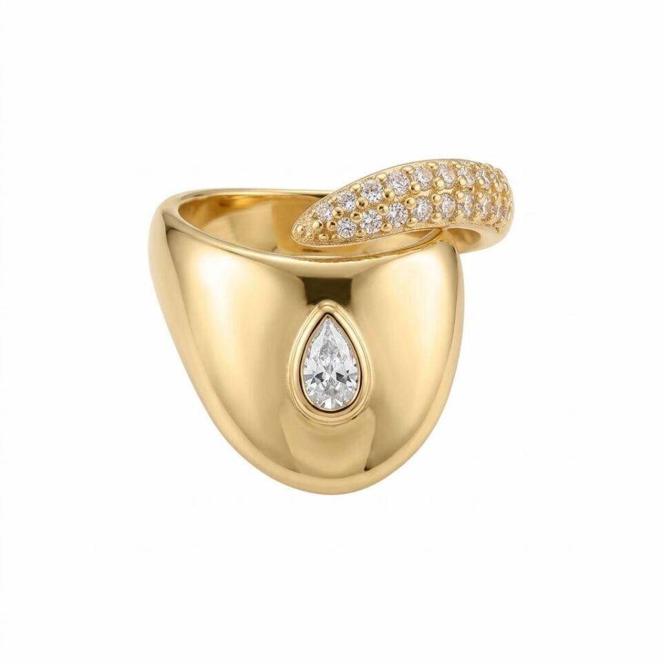 Gold  Zirkon Taşlı Yüzük