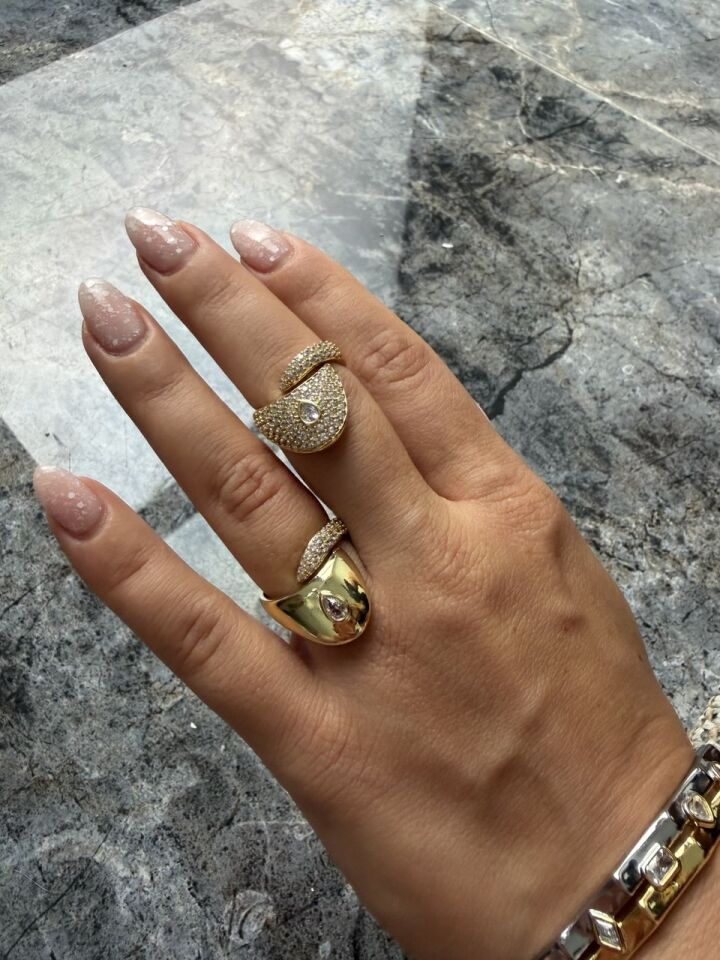 Gold  Zirkon Taşlı Yüzük
