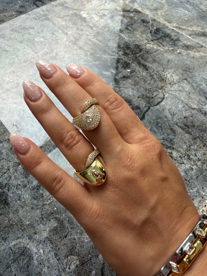 Gold  Zirkon Taşlı Yüzük