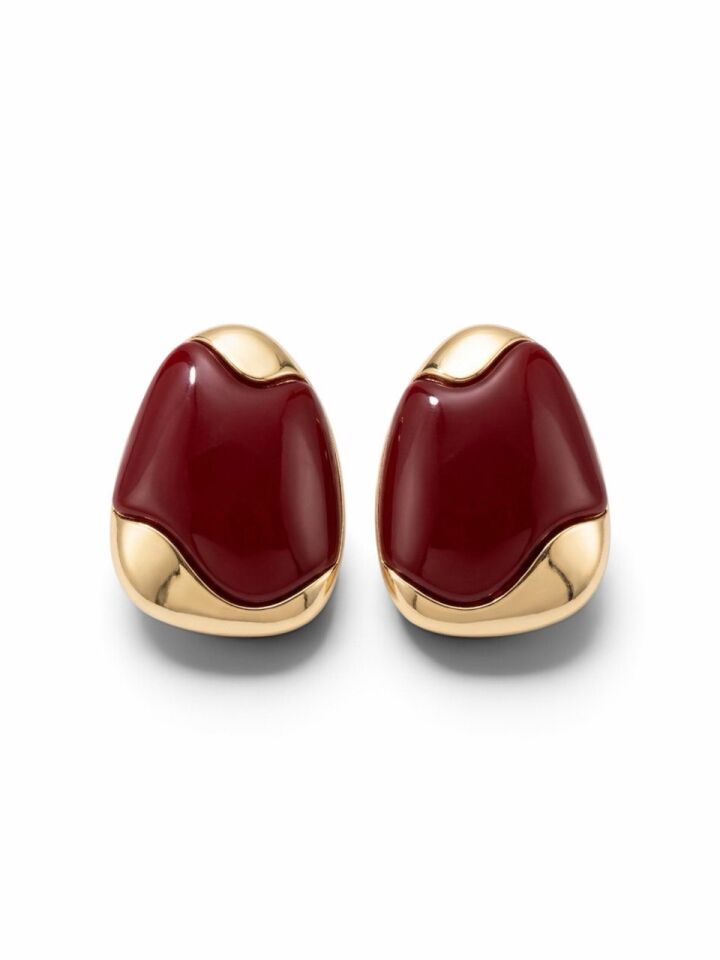 Asimetrik Bordo Mineli Küpe