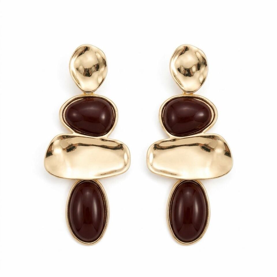 Asimetrik Bordo Sallantılı Küpe