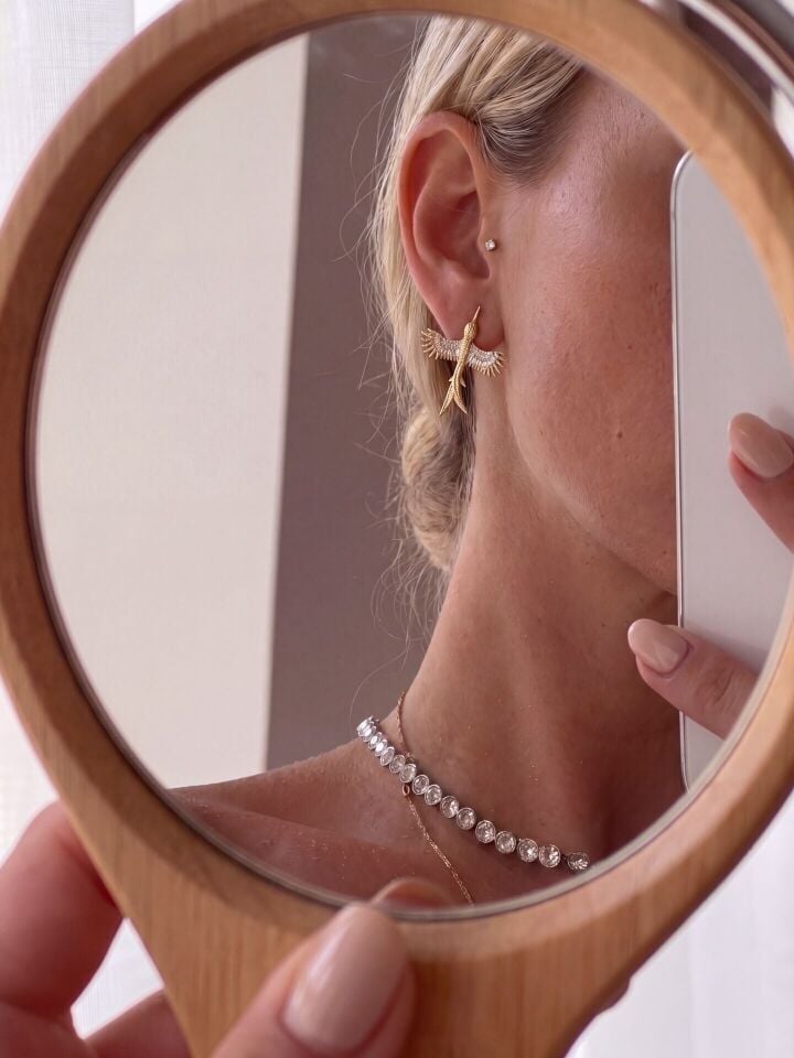 Gold Silver Anka Küpe