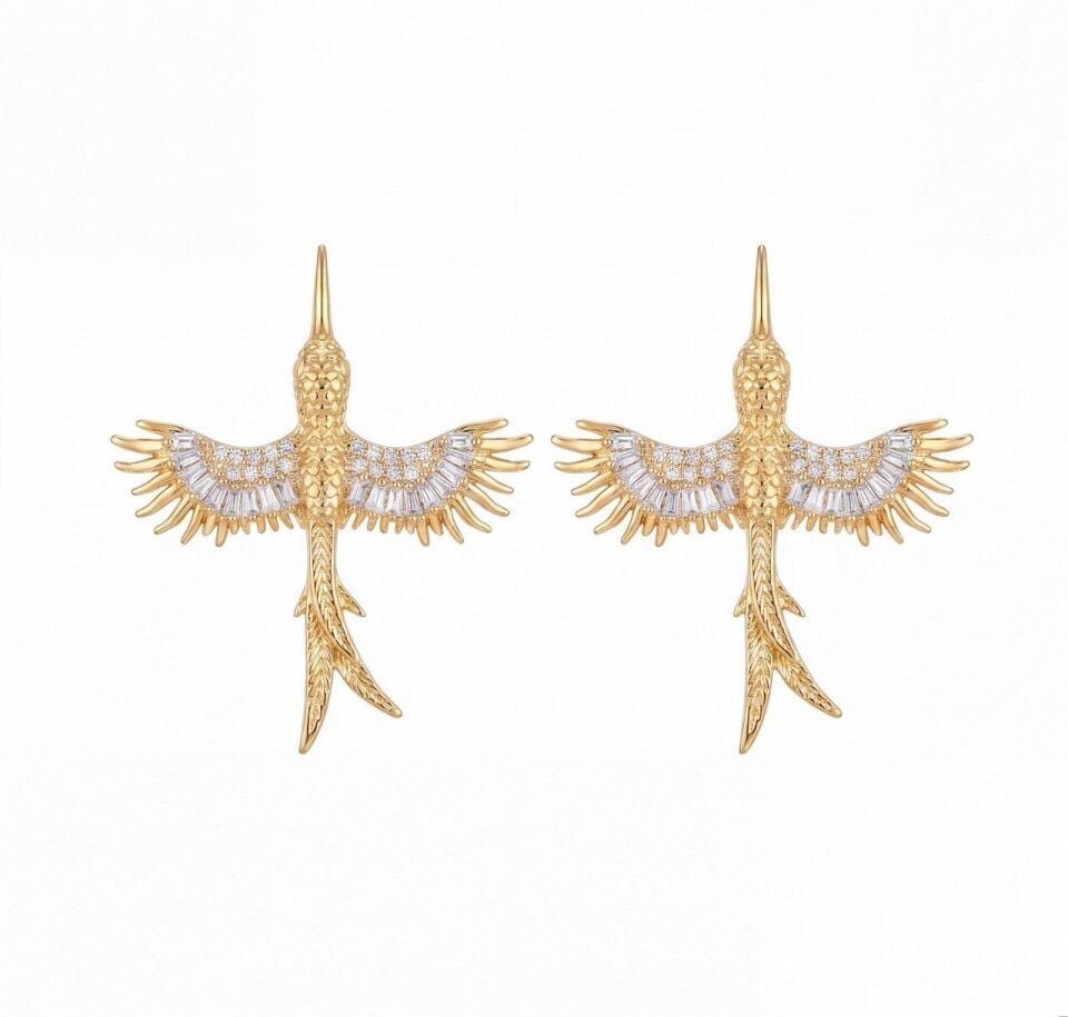 Gold Silver Anka Küpe