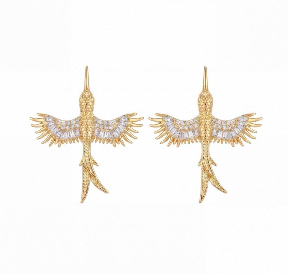 Gold Silver Anka Küpe