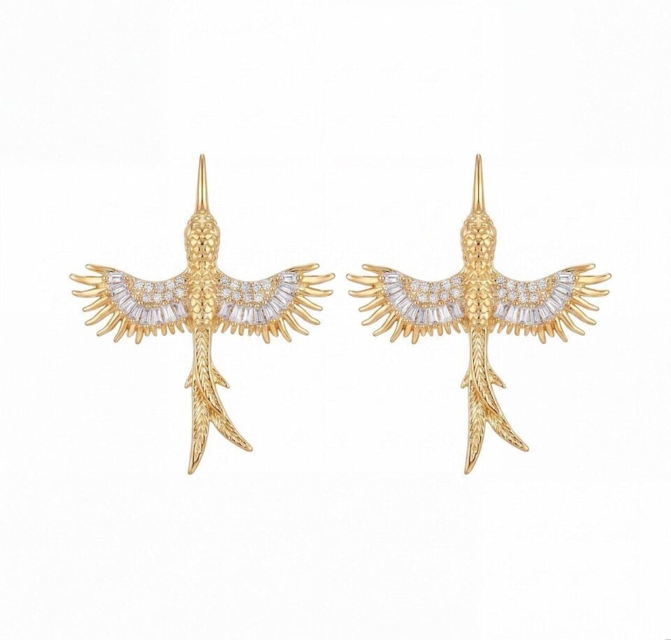 Gold Silver Anka Küpe