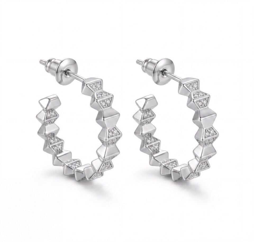 Silver Kesme Halka Küpe
