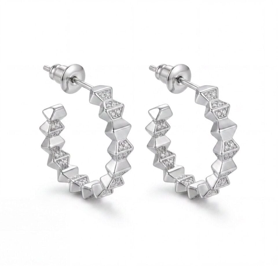 Silver Kesme Halka Küpe