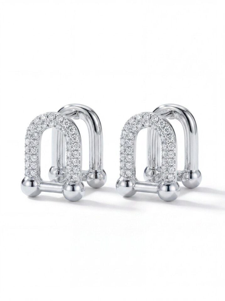 Silver Taşlı Tasarım Küpe