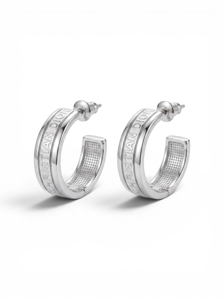 Silver Tasarım Oval Halka Küpe