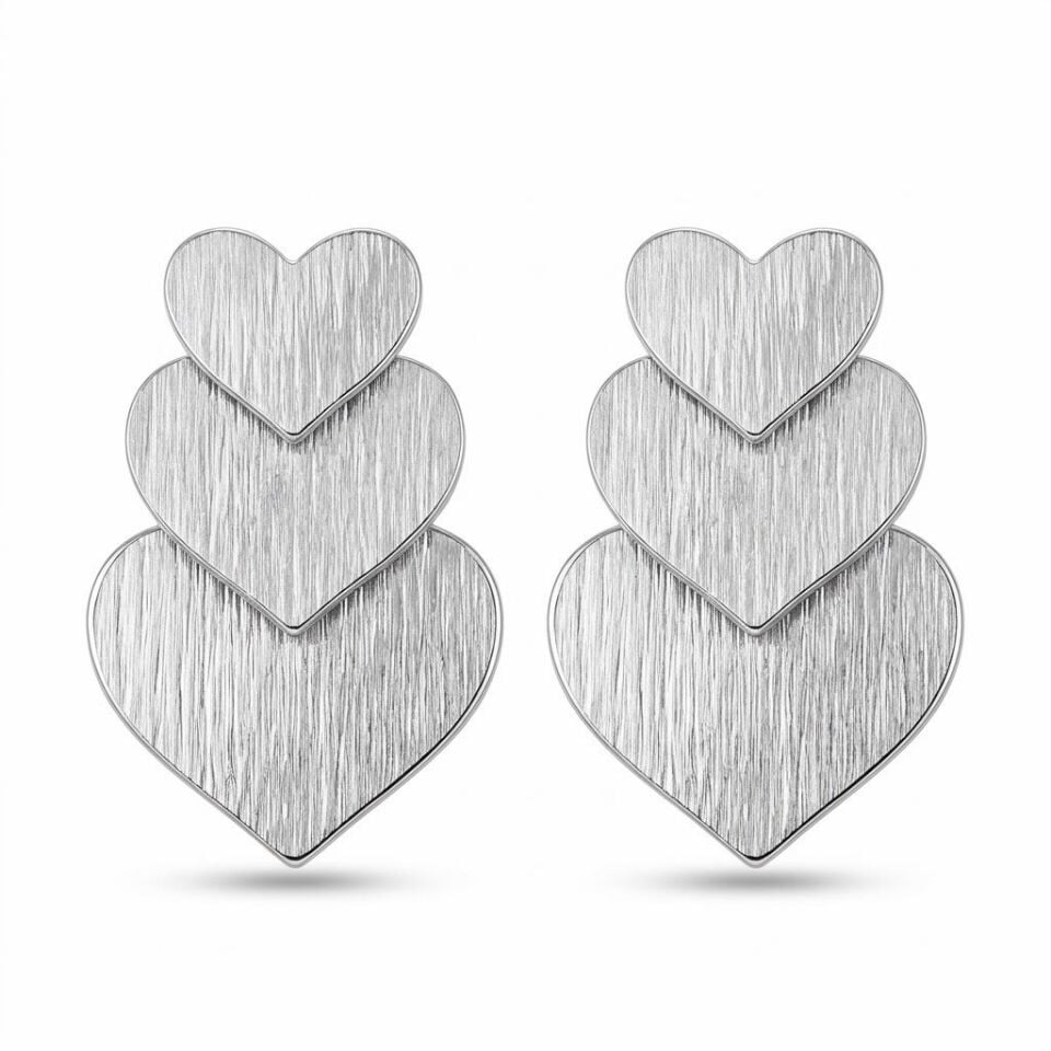 Silver Sallantılı Kalp Küpe