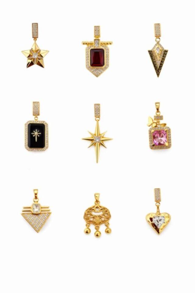 Kırmızı Taşlı Zirkon Kaplama Charm