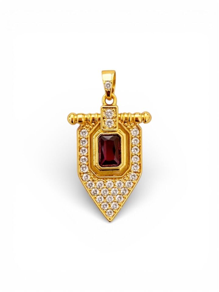 Kırmızı Taşlı Zirkon Kaplama Charm