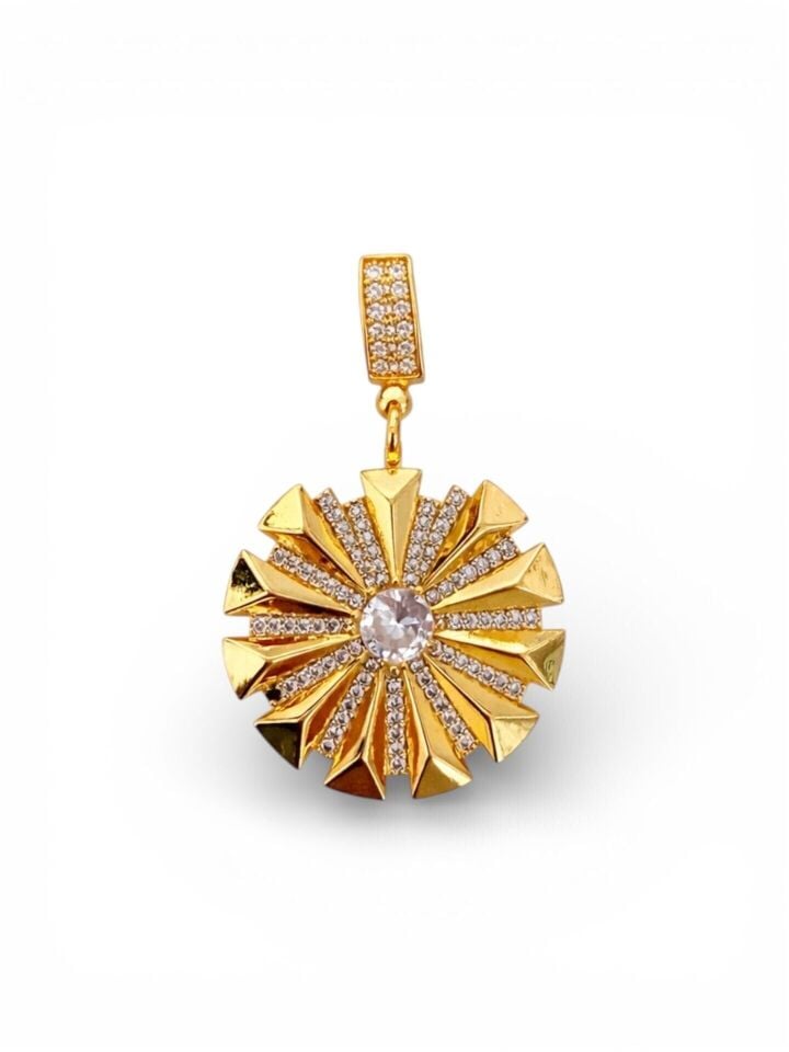 Zirkon Taş Kaplama Yuvarlak Gold Charm