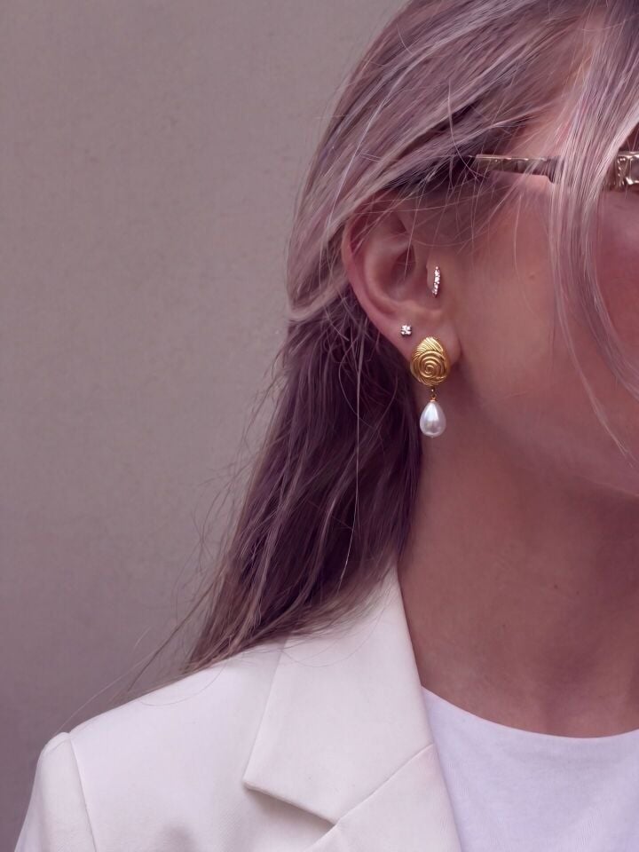 İnci Sallantılı Vip Küpe