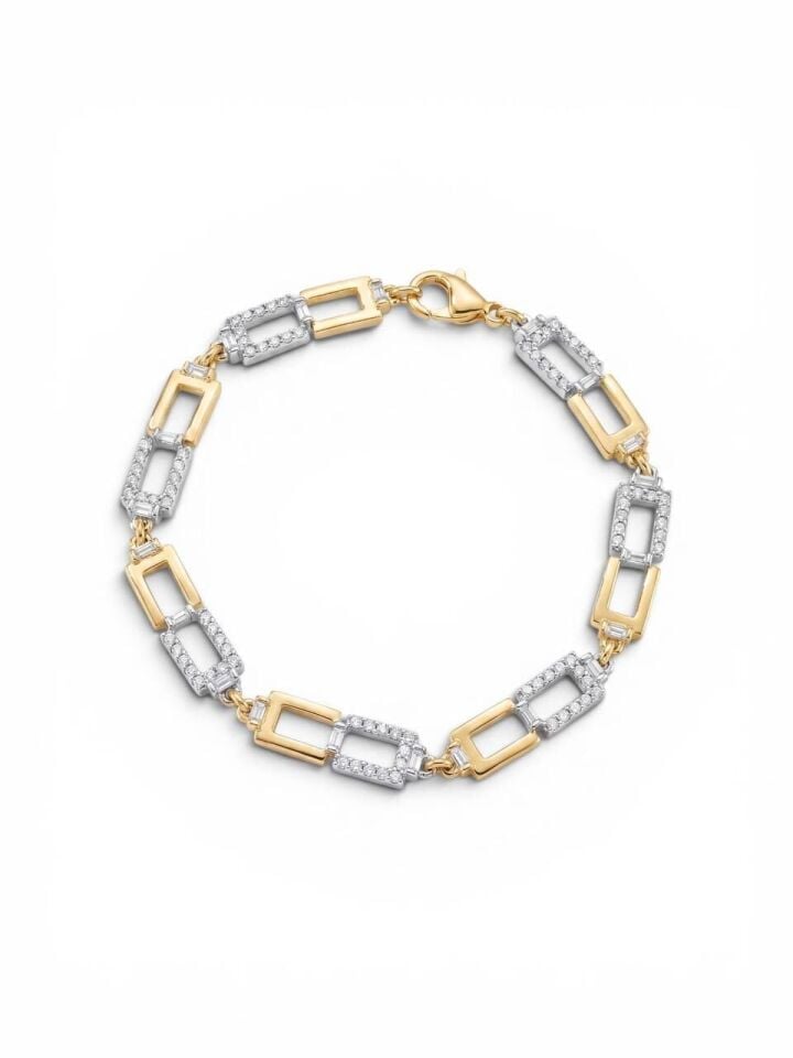 Gold Silver Zirkon Taşlı Bileklik