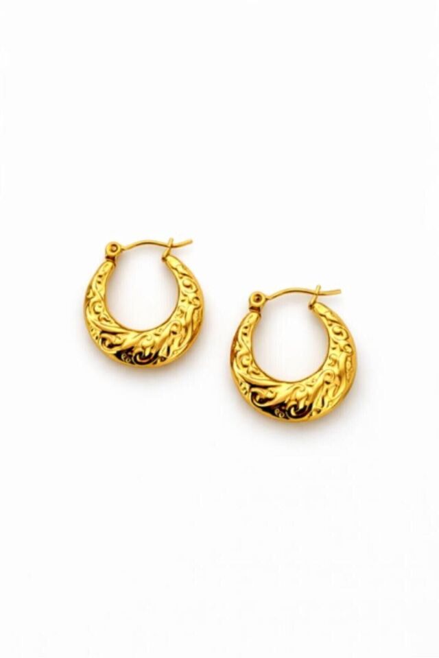 Gold Renkli Çelik Küpe