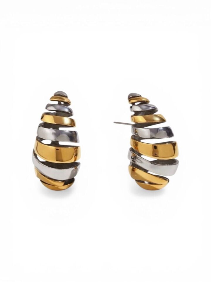 Gold & Silver Kruvasan Küpe