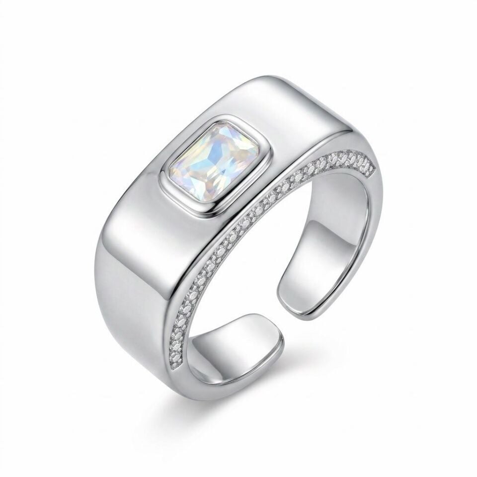 Silver Zirkon Taş Detaylı Yüzük