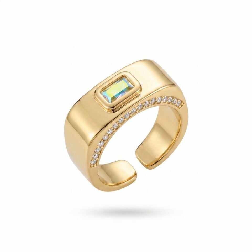 Gold Zirkon Taşlı Yüzük
