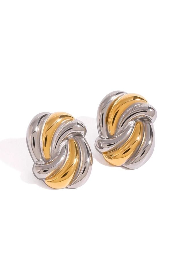Gold&Silver Boğumlu Vip Küpe