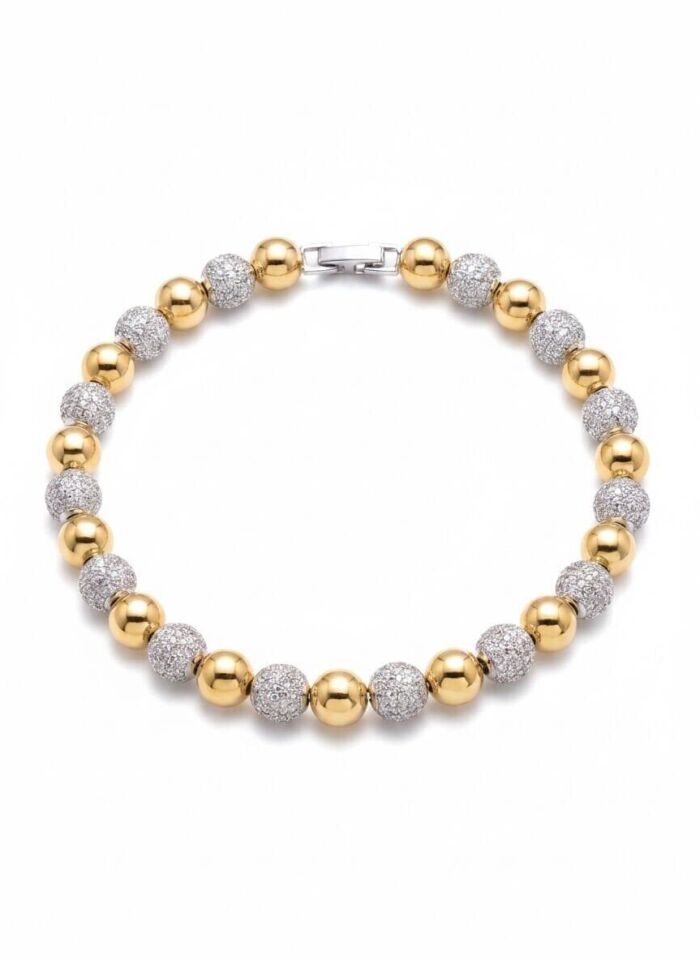 Gold Ve Silver Zirkon Taşlı Top Bileklik