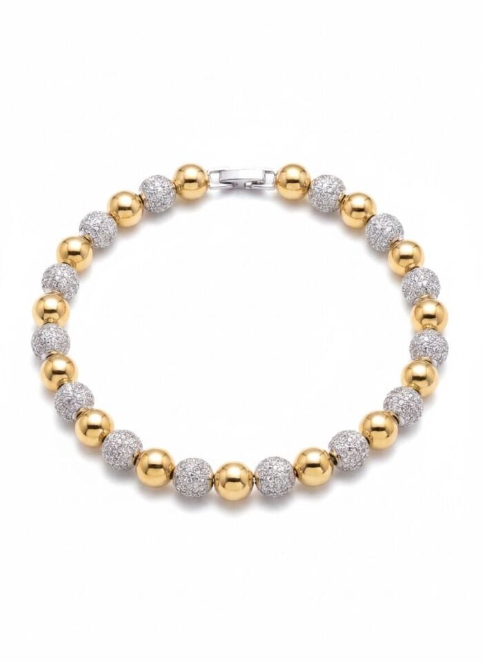 Gold Ve Silver Zirkon Taşlı Top Bileklik