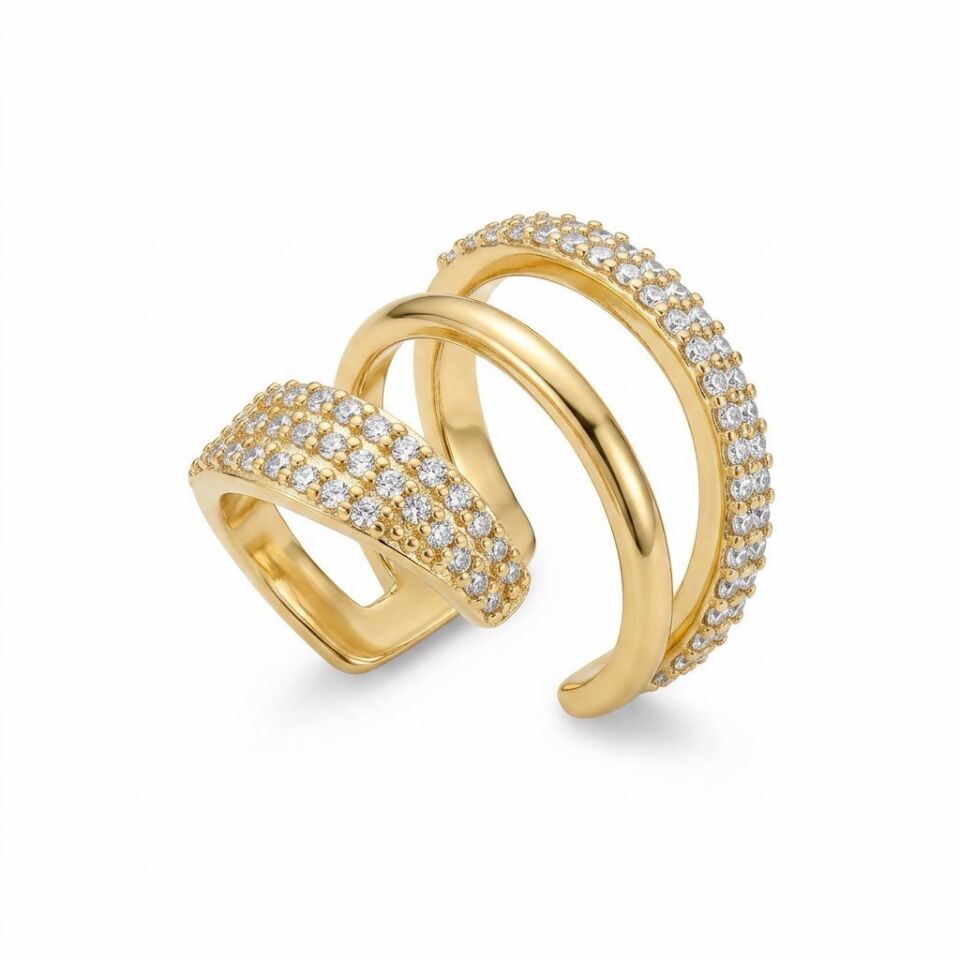 Gold Çoklu Görünüm Earcuff