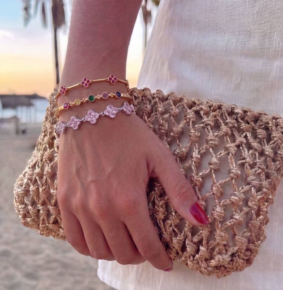 Fuşya Taşlı Salkım Bileklik