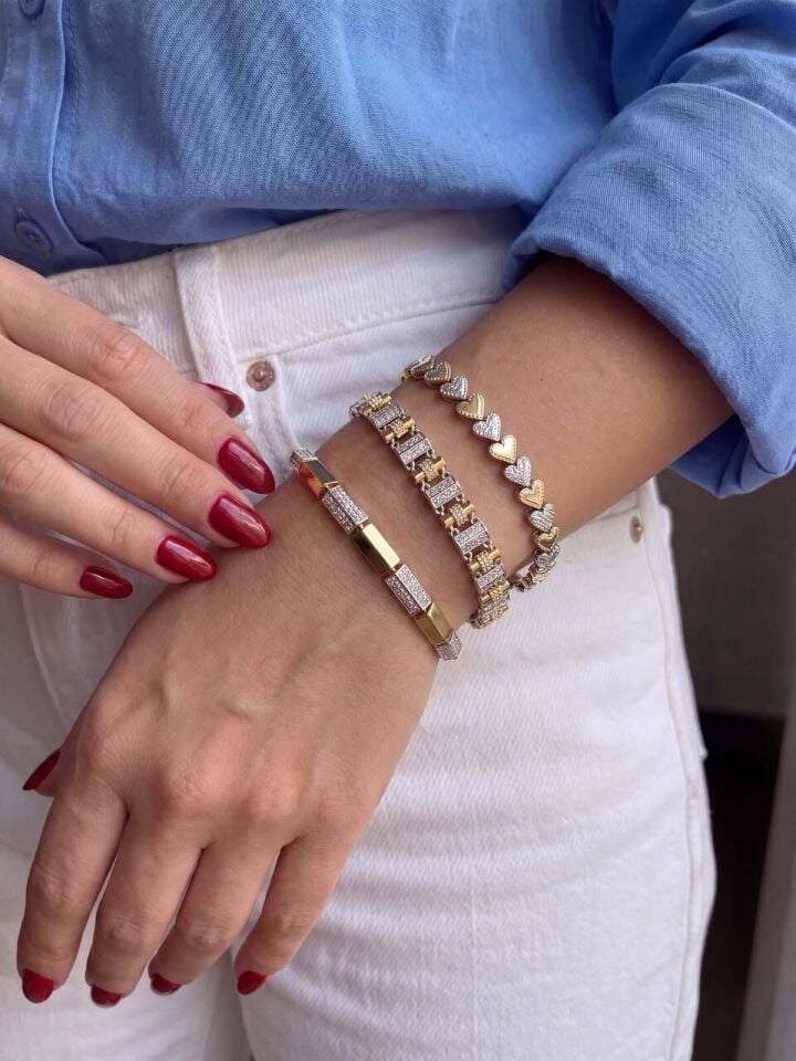 Gold & Silver Zigzag Bileklik