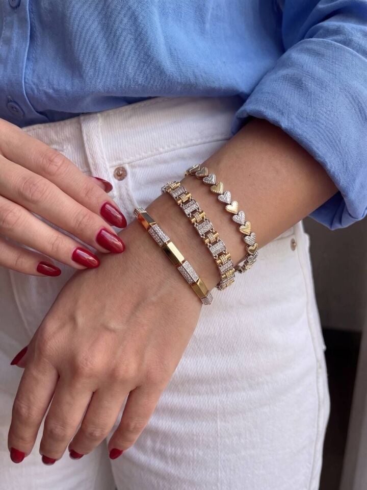 Gold & Silver Zigzag Bileklik